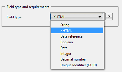 XHTML field type