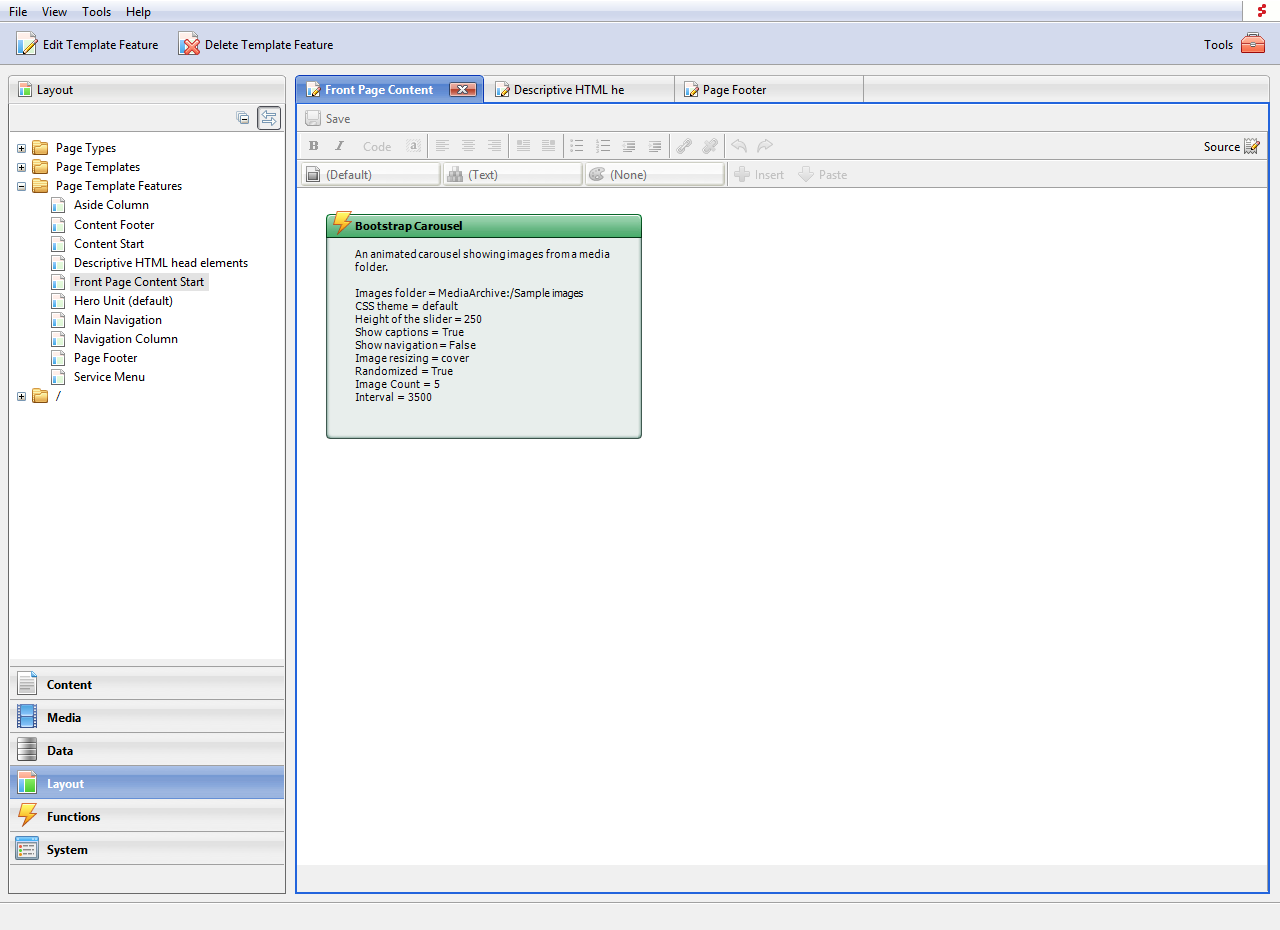 Page Template Features