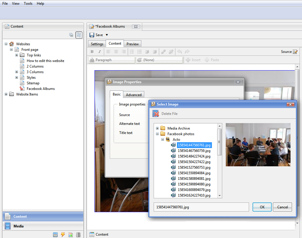 Import Facebook images