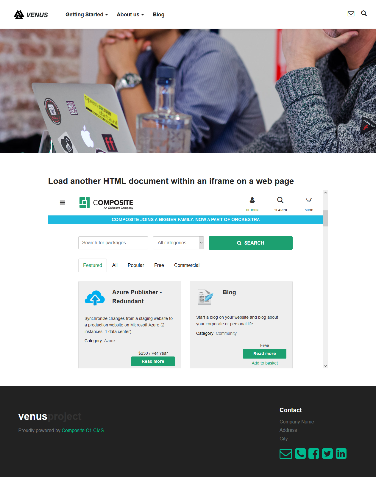 HTML iFrame Introduction C1 CMS