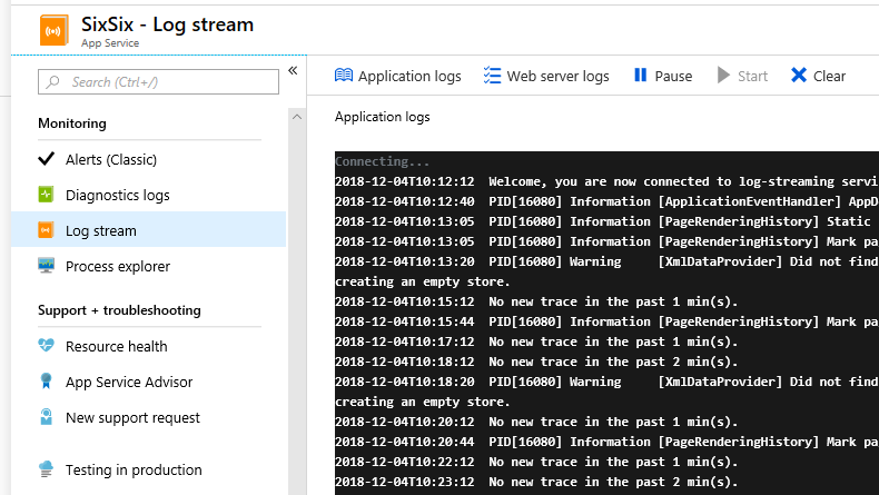 System.Diagnostics logging