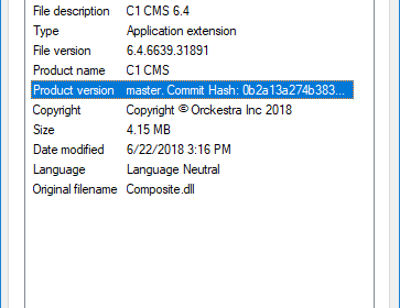 Hash and branch information in Composite.dll