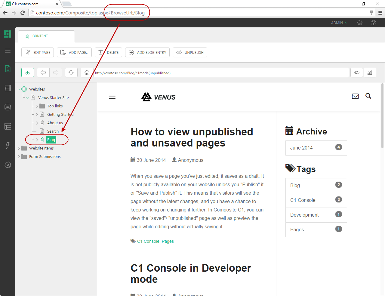 Deep linking into the C1 Console
