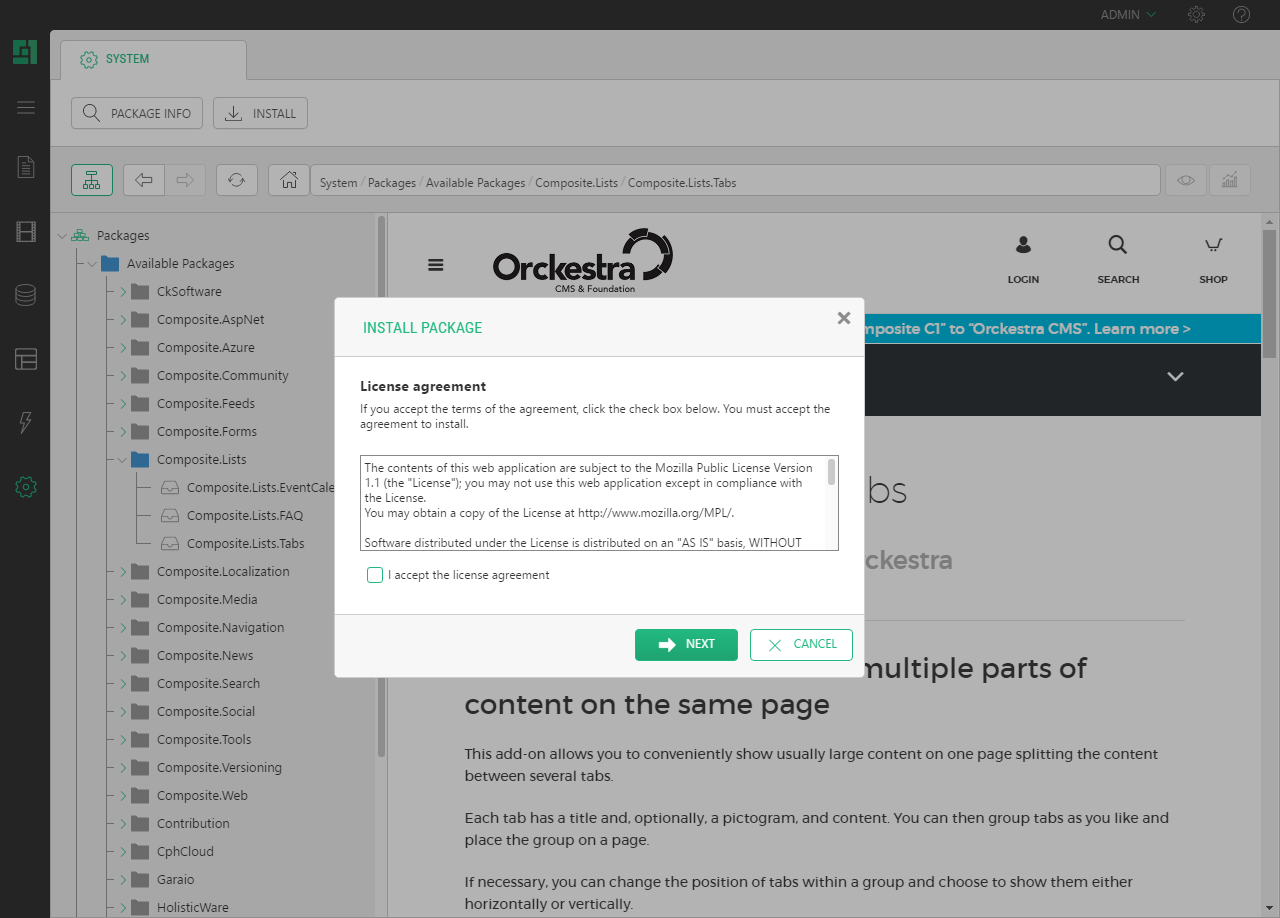 Default values and data update in the package installer