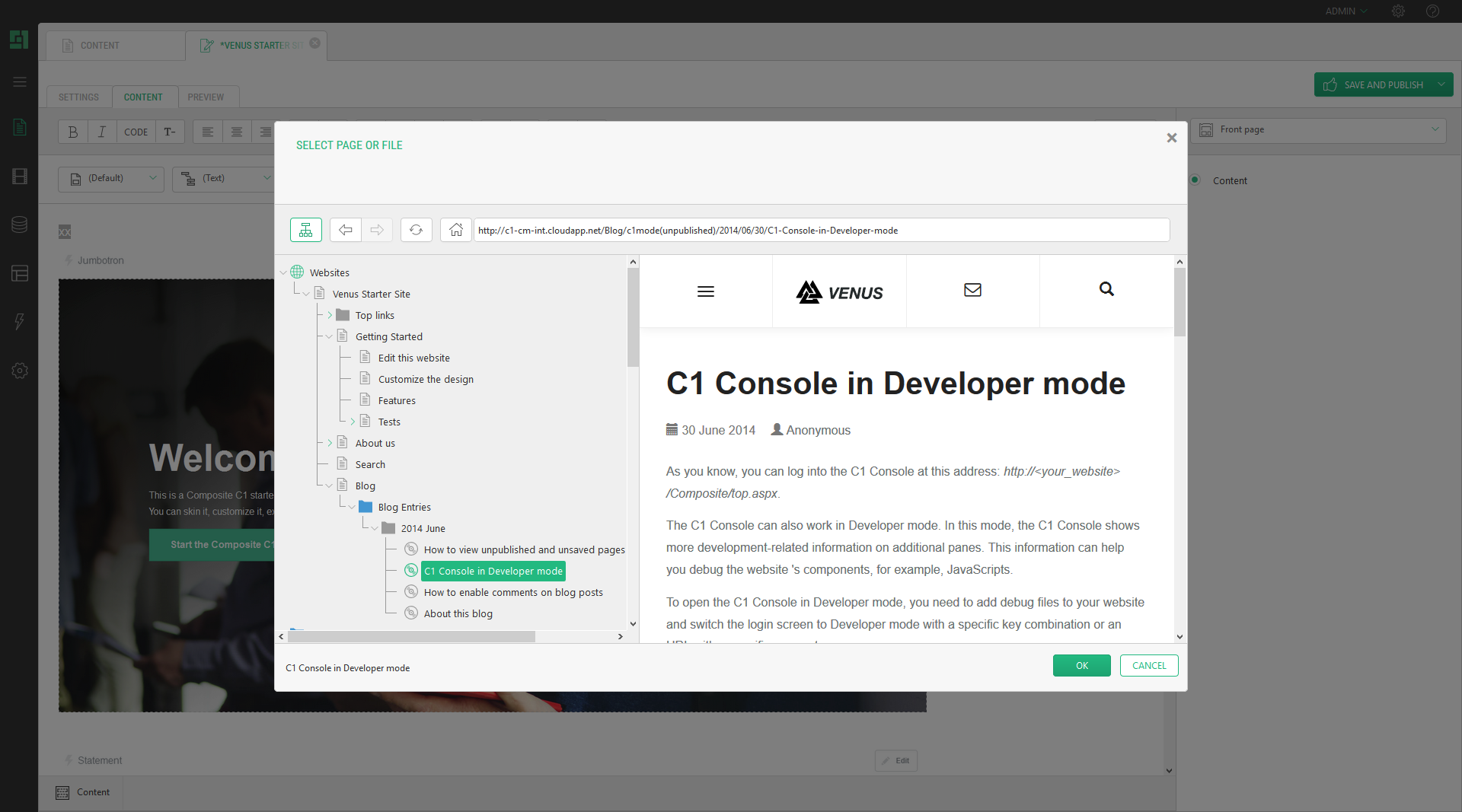 Preview when inserting links 