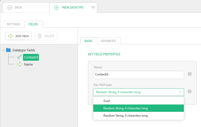 Control over the key field in dynamic data types
