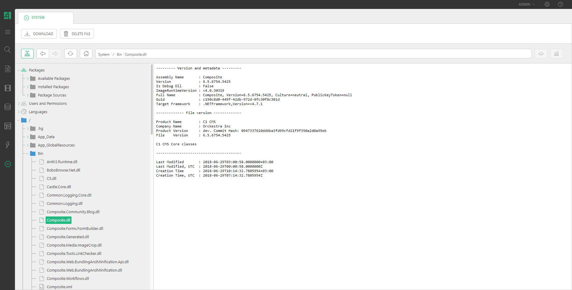 DLL detailed version information