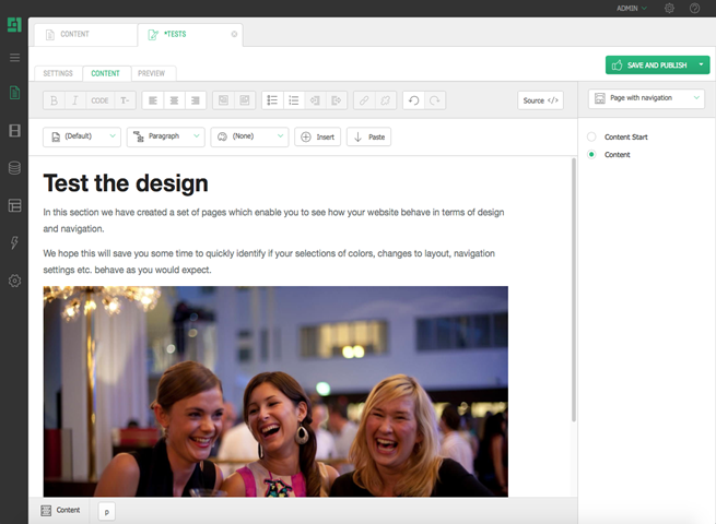 Working with pages in Visual Editor. 