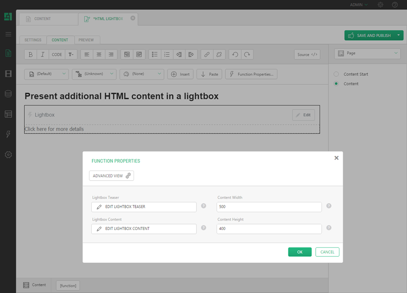 HTML Lightbox Introduction C1 CMS