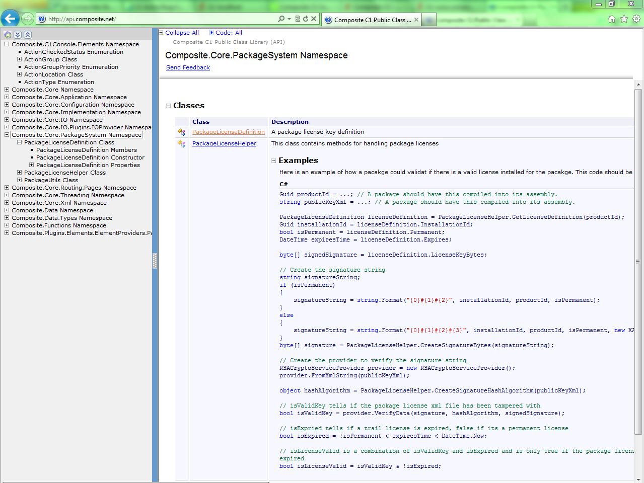 API for commercial packages