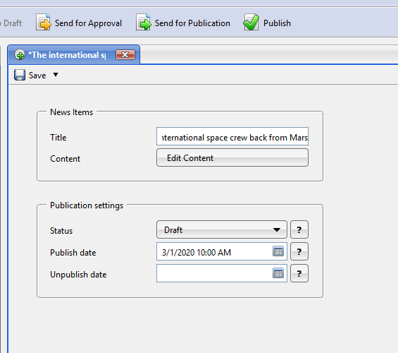 Scheduled publishing for data items