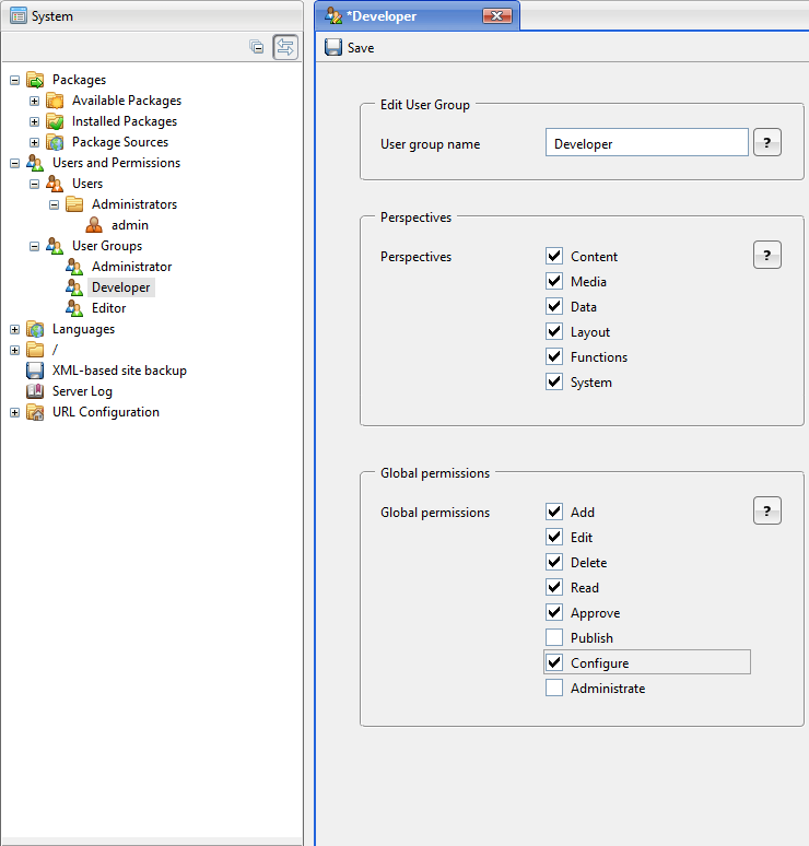New security permission "Configure"